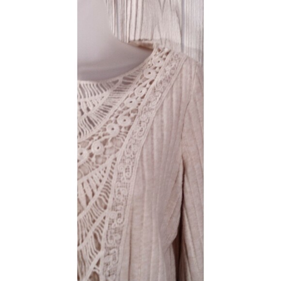 BOHO Sweater Womens S Chic Beige Lace Crochet Patchwork Feminine Unbrand - Picture 7 of 12